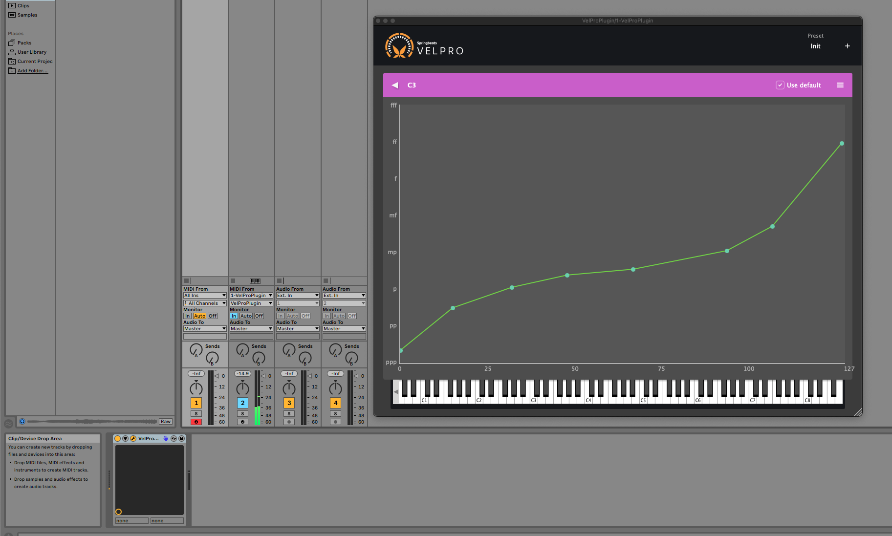 screenshot of velpro vst3 running in ableton live